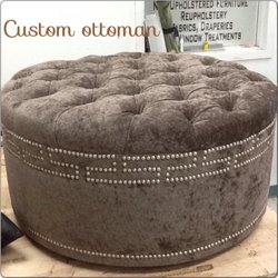 Upholstery USA - custom tufted ottoman with nailheads