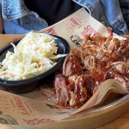 rib meat and coleslaw