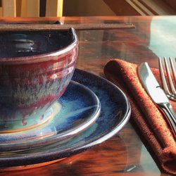 Evolve Chocolate + Cafe - Food served on Blue Water Pottery, Bellingham, WA.