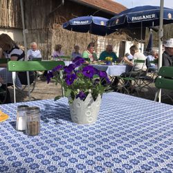 Aumühle - Biergarten neben der Anzucht von Fischen