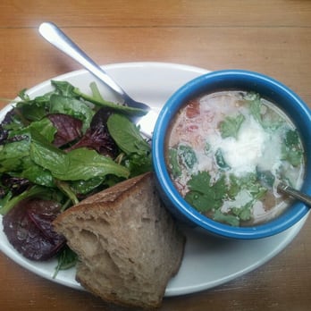 Farley's East - Chicken soup with melted gruyere and side greens - Coffee & Tea Near Me - Oakland, California Farley's East - Chicken soup with melted gruyere and side greens - Coffee & Tea Near Me - Oakland, California