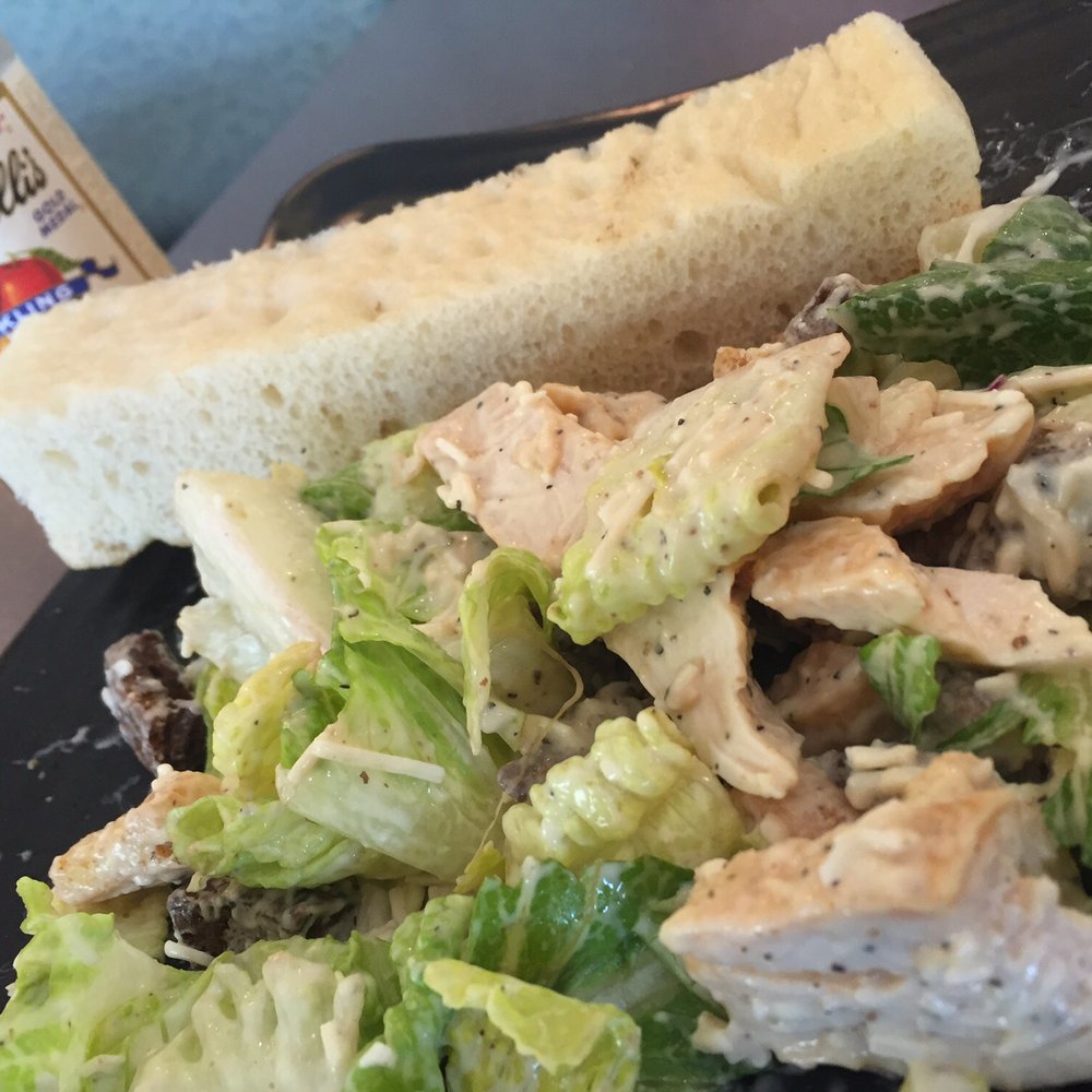 Nnnn almost done with my chicken Caesar salad! Yum