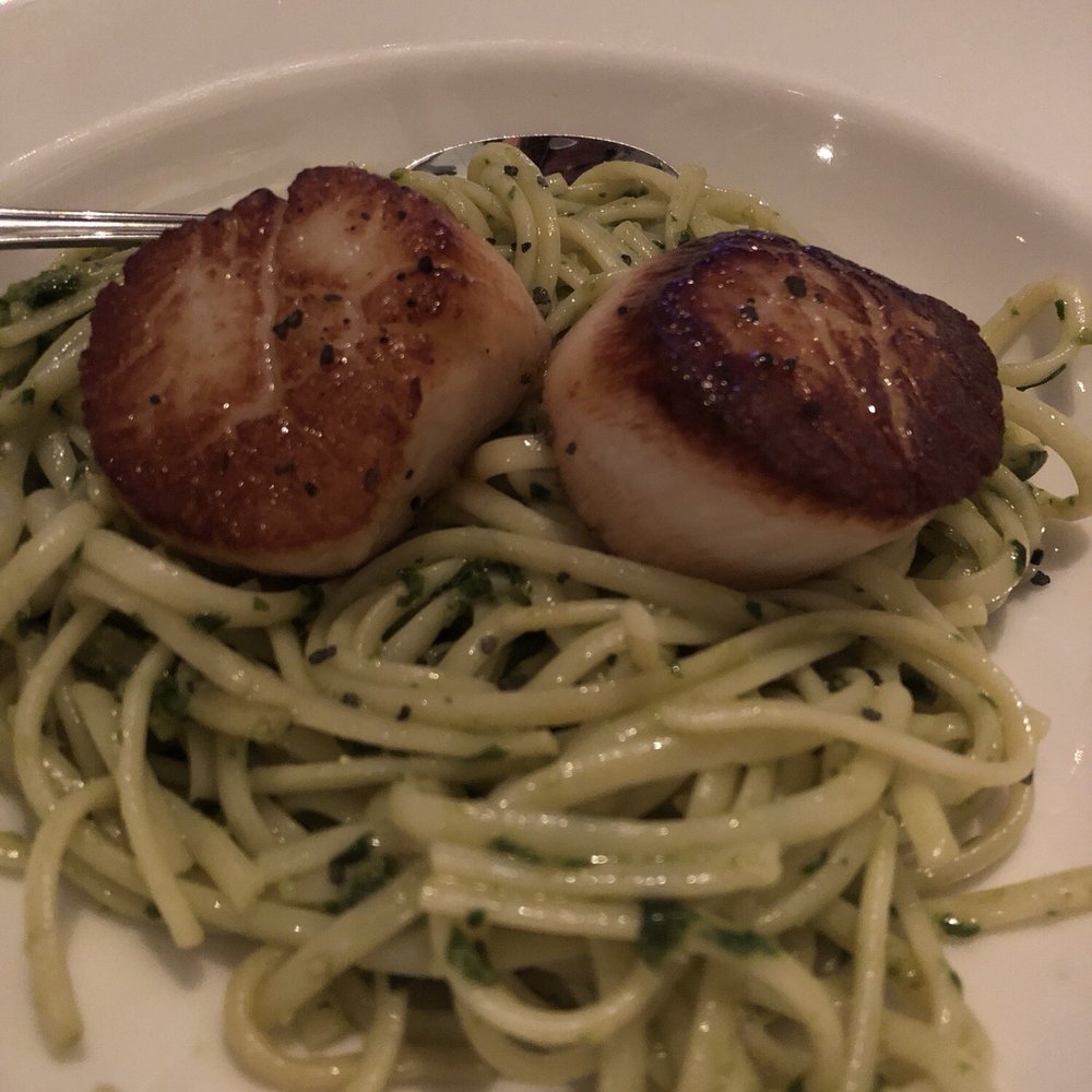 Barracuda Grill - Half scallops pasta with pesto - Seafood Near Me - Marathon, Florida Barracuda Grill - Half scallops pasta with pesto - Seafood Near Me - Marathon, Florida