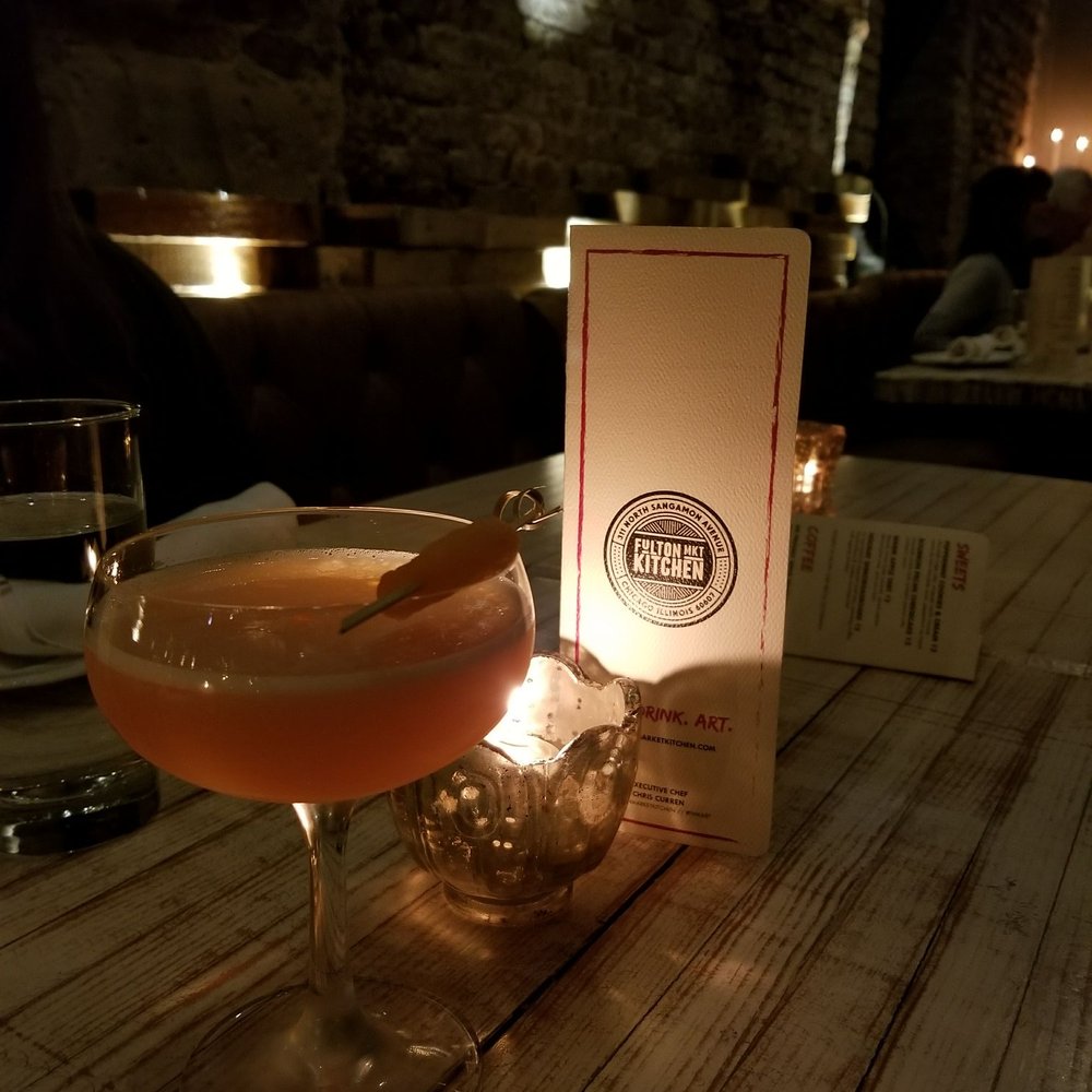 Fulton Market Kitchen - Say La V ( black tea kappa, apricot aperitivo, orchard fruit eaux de vie, lemon, and paprika) - New American Near Me - Chicago, Illinois Fulton Market Kitchen - Say La V ( black tea kappa, apricot aperitivo, orchard fruit eaux de vie, lemon, and paprika) - New American Near Me - Chicago, Illinois