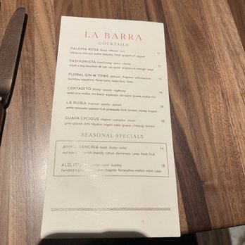Chayote Barrio Kitchen - Cocktail menu - Latin American Near Me - Winter Park, Florida