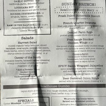 Rocker’s Roadhouse - Sunday Bruch menu - Southern Near Me - Valley Ford, California