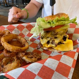 Bacon Double Cheeseburger with all the trimmings! $9.95 and +$3 for the extra burger. This place rocks!!!!