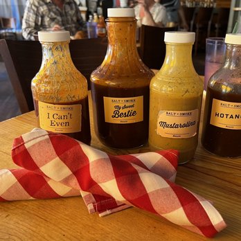 Salt + Smoke - Assortment of BBQ sauces. - Bars Near Me - Saint Louis, Missouri Salt + Smoke - Assortment of BBQ sauces. - Bars Near Me - Saint Louis, Missouri