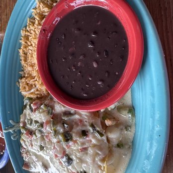 Poblano's Mexican Grill - Shrimp Enchiladas with rice and beans - Mexican Near Me - Lawrenceville, Georgia