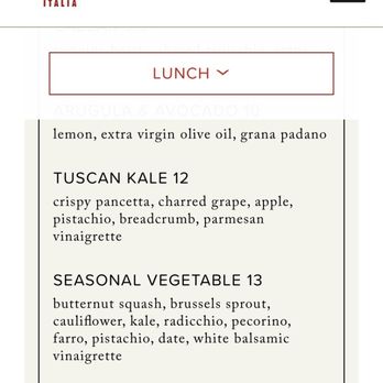 North Italia - This is the menu I ordered from. I got my seasonal salad it has broccoli cheese, avocado, tomato, some seeds, corn. - Italian Near Me - Tucson, Arizona