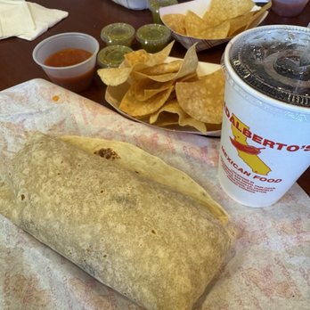 Adalberto's Mexican Food - Bean & Cheese Burrito, Chips & Side of Fries - Mexican Near Me - Rocklin, California