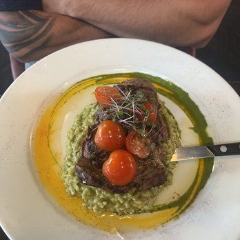Pink Salt Restaurant - Risotto al Pesto con Lomo - Peruvian Near Me - Seattle, Washington Pink Salt Restaurant - Risotto al Pesto con Lomo - Peruvian Near Me - Seattle, Washington