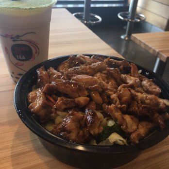 Kenko - Chicken teriyaki with udon noodles + a black milk tea with boba! - Bubble Tea Near Me - Cleveland, Ohio