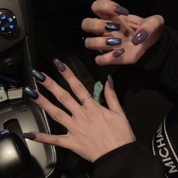SNS Nails & Spa - Acrylic with gel polish. Not full coffin shape, exactly what I asked for.