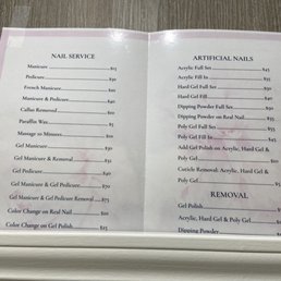 Menu of services/prices Menu of services/prices
