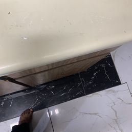 The countertops are not finished