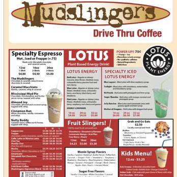 Mudslingers - a menu for a coffee shop - Coffee & Tea Near Me - Davenport, Iowa Mudslingers - a menu for a coffee shop - Coffee & Tea Near Me - Davenport, Iowa