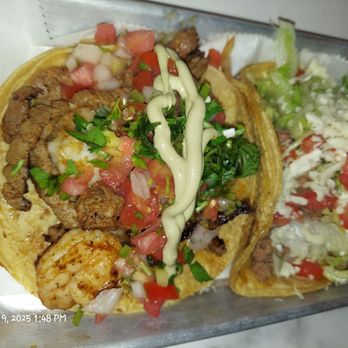 Mestizo Mex Cocina - Surf n turf taco (left) Americana taco (right) - Mexican Near Me - Jacksonville, Florida Mestizo Mex Cocina - Surf n turf taco (left) Americana taco (right) - Mexican Near Me - Jacksonville, Florida