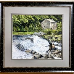 Artworks - "Northern Ireland"- Large original watercolor by Lotus MacDowell with conservation grade framing