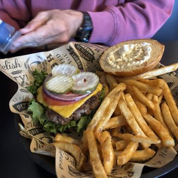 Cream and Sugar Cafe - Hamburger with added fries - Breakfast & Brunch Near Me - Iuka, Mississippi Cream and Sugar Cafe - Hamburger with added fries - Breakfast & Brunch Near Me - Iuka, Mississippi