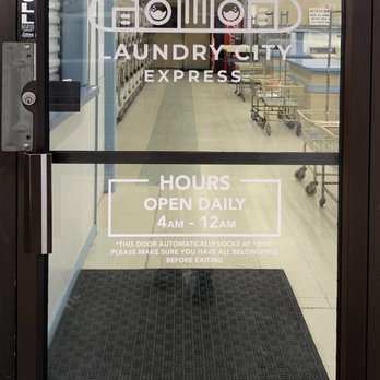 Laundry City Express - Door Logo & Hours Open Daily 4 am - 12 am - Laundromat Near Me - Warrenville, Illinois Laundry City Express - Door Logo & Hours Open Daily 4 am - 12 am - Laundromat Near Me - Warrenville, Illinois