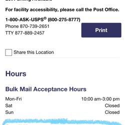 United States Postal Service - Hours of operation