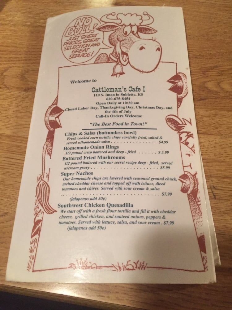 CATTLEMAN’S CAFE Updated May 2024 110 S Inman St, Sublette, Kansas