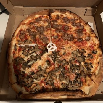 Joe’s Pizza - Sausage and mushroom half and half - Pizza Near Me - New York, New York