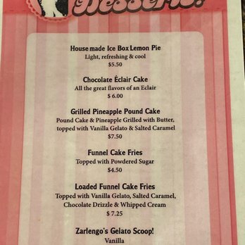 Wiley's Grill - a menu for summer desserts - American Near Me - Flossmoor, Illinois