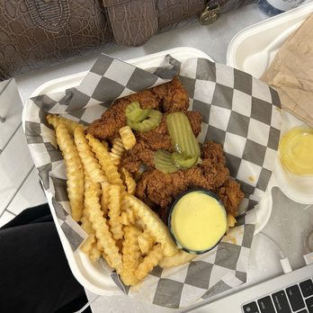 Prince's Hot Chicken - Four chicken tenders medium, crinkle fries, honey mustard - Chicken Shop Near Me - Nashville, Tennessee Prince's Hot Chicken - Four chicken tenders medium, crinkle fries, honey mustard - Chicken Shop Near Me - Nashville, Tennessee