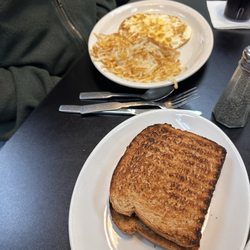 Short Stacks - Egg fried hard w/hashbrowns.