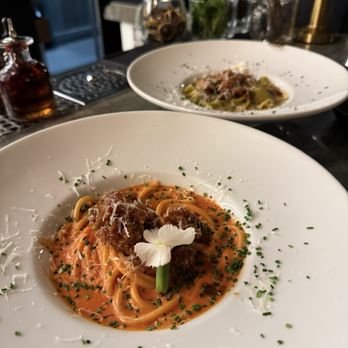Sampa - Filipino bucatini (front), crispy pasta (back) - Asian Fusion Near Me - Los Angeles, California