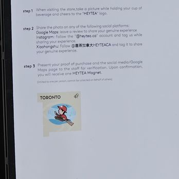 Hey Tea - Opening magnet promo for first 200 customers - Bubble Tea Near Me - Toronto, Ontario