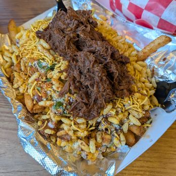 Nishaan - Elotes Chaat Loaded Fries + Barbacoa - $20 - Halal Near Me - New York, New York