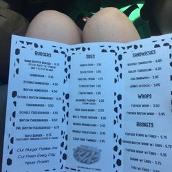 On The Moo-ve Burger Barn - Menu from the stand.