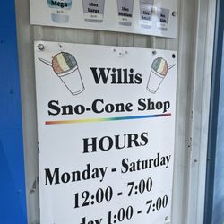 Willis Sno-Cone Shop - Hours