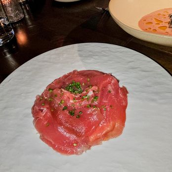 Boro Brine - Tuna Carpaccio- Pork belly, tonnato, and tomato ponzu. Favorite of the night - Seafood Near Me - Brooklyn, New York Boro Brine - Tuna Carpaccio- Pork belly, tonnato, and tomato ponzu. Favorite of the night - Seafood Near Me - Brooklyn, New York