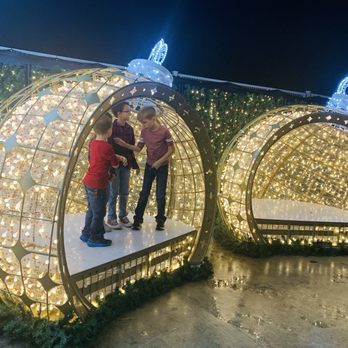 Toyota Field - Excited boys inside a Classic Christmas ornament display :) ! - Stadiums & Arenas Near Me - San Antonio, Texas