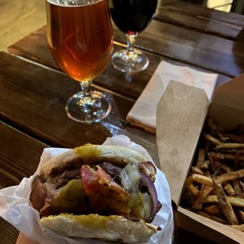 Diablo Burger - Diablo burger and fries - take it across the street to Hops on Birch and enjoy with a local beer. Favorite is the Wanderlust 928. - Burgers Near Me - Flagstaff, Arizona