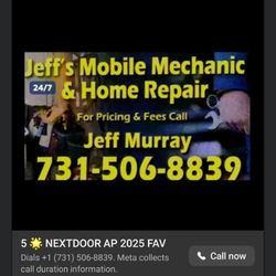 Jeff's Mobile Mechanic & Home Repair - My business card alternate # 731 435 6208