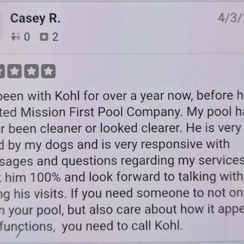 Mission First Pools - Reviews that Yelp does not recognize - Pool Cleaners Near Me