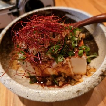 Kimura - Spicy Hiyayakko- Chilled tofu topped with housemade spicy miso sauce. $9. Very tasty - Japanese Near Me - New York, New York Kimura - Spicy Hiyayakko- Chilled tofu topped with housemade spicy miso sauce. $9. Very tasty - Japanese Near Me - New York, New York