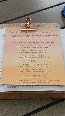 Menu photo 4 Bowman Cellars Graton, CA
