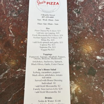 Joe's Pizza - Menu (April 2025) - Pizza Near Me - Cambridge, Massachusetts