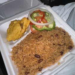 Chez Tata Restraunt - Rice and peas , plantain, salad