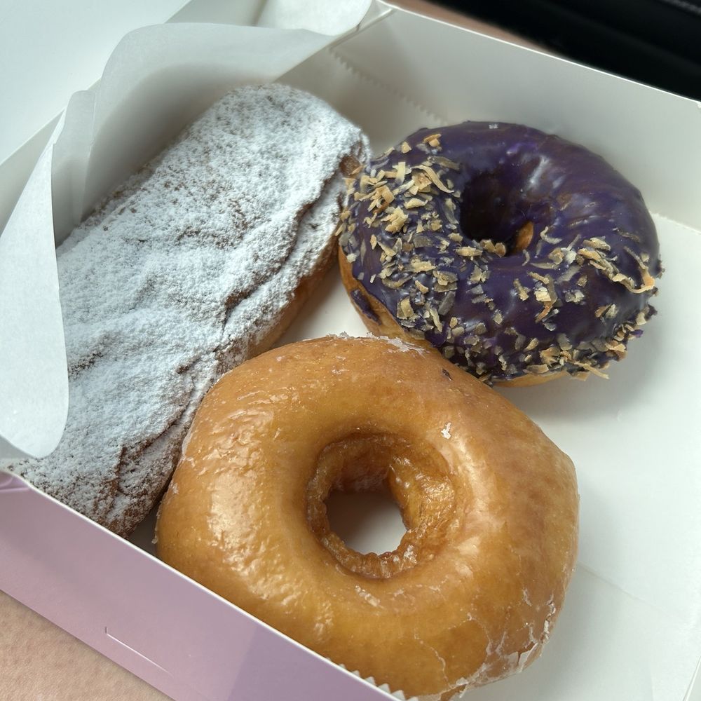 Long John. Honey glazed. Ube coconut. Long John. Honey glazed. Ube coconut.