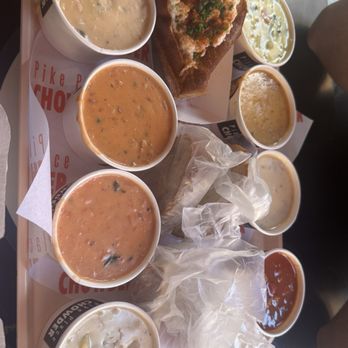 Pike Place Chowder - Samplers and a lobster roll - Seafood Near Me - Seattle, Washington Pike Place Chowder - Samplers and a lobster roll - Seafood Near Me - Seattle, Washington