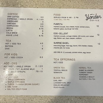 Yonder Coffee - Menu - Coffee & Tea Near Me - Northridge, California Yonder Coffee - Menu - Coffee & Tea Near Me - Northridge, California