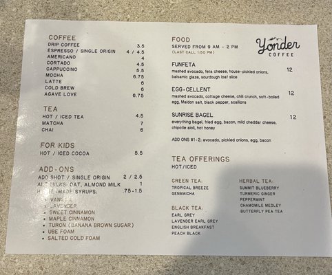Menu photo 2 Yonder Coffee Northridge, CA Menu photo 2 Yonder Coffee Northridge, CA