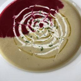 Beet and Artichoke Soup with Dill Crema
